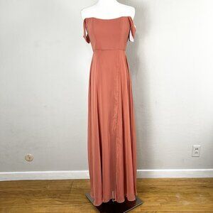 After Six 1560 Off-the-Shoulder Basque Corset Maxi Gown Terracotta Copper Size 2